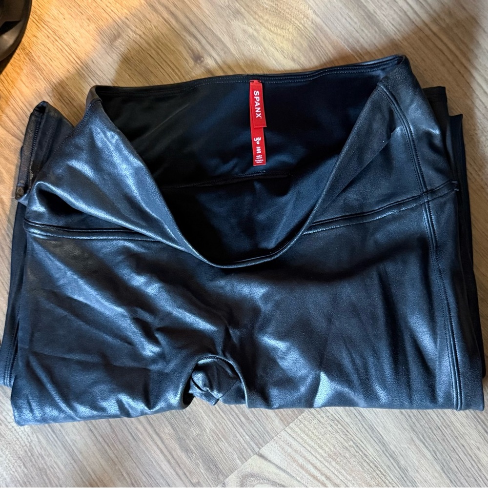 SPANX Black Faux Leather Leggings - New